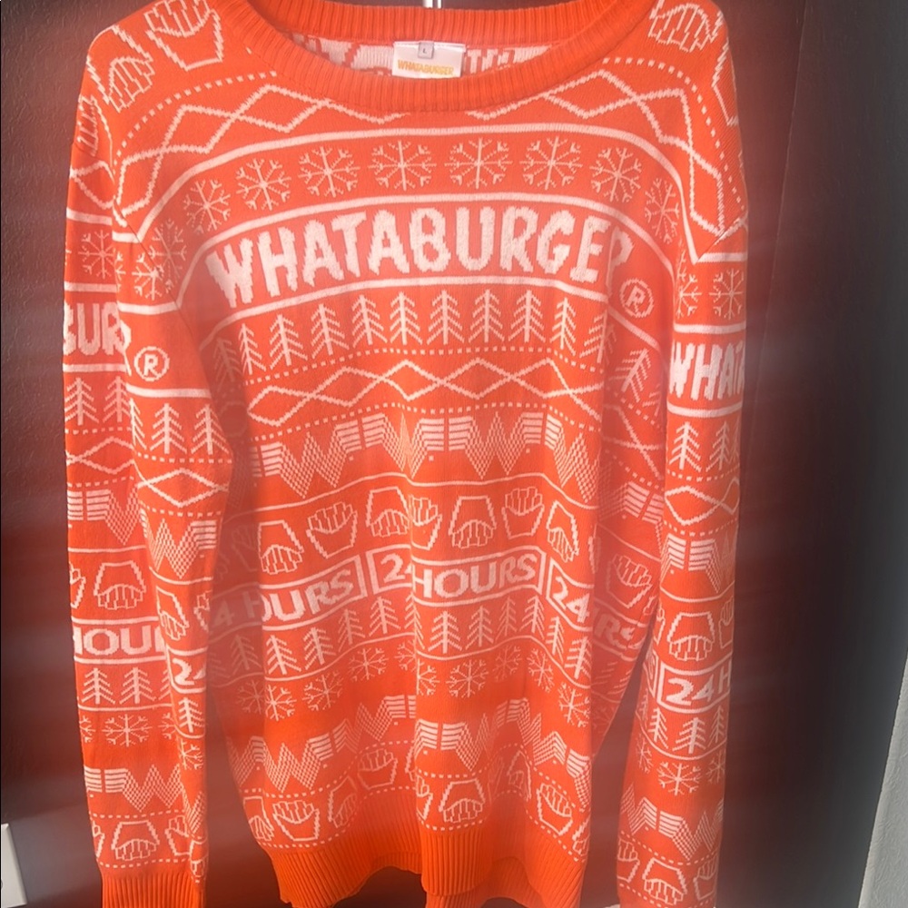 WhataBurger Orange Logo Christmas Sweater